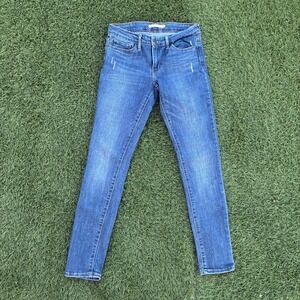 Levis Skinny Slim Fit Jeans Women's 28x29 Blue Distressed Denim
